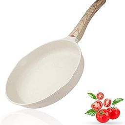 Vinchef 8 Inch White Nonstick Skillet, French Cream Shallow Fry Pan, Induction Compatible, Scratch-Resistant Ceramic Coating-picture-26