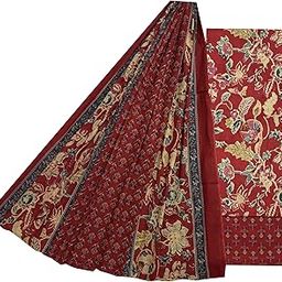 Women's Dress Material Cotton Suit Hand Block Print Unstitched Salwar Dupatta 3PC Set Free Size Multicolor Jaipuri E-image-1
