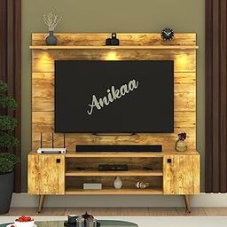 Anikaa Zenith Wall-Mounted Modern TV Unit with Metal Leg Storage Cabinet & 3 LED Lights Decorative Shelve | Wooden Back Panel TV Unit for Home&Living Room | Ideal for Up to 43" Inches Giantwood(D.I.Y)-image-13
