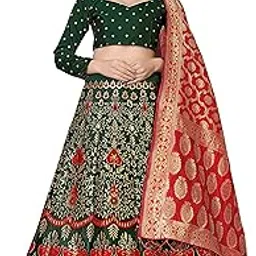 payu Women’s Banarasi Silk Semi-Stitched Ghagra Choli Dupatta-picture-0