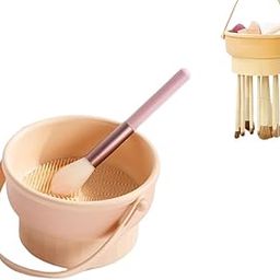 KRLZ Makeup Brush Cleaning Bowl, 3 in 1 Clean, Dry, Storage Makeup Brush Cleaner Bowl, Environmentally Friendly Silicone Makeup Brush Cleaning Mat, Makeup Brush Cleaner (Pink)-image-40