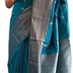 Women's Banarasi Kanjivaram Cotton Silk Jaquard Saree Printed Saree With Unstitched Blouse Material - Suitable For All Indian Occasions and Festivals-picture-5