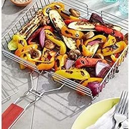 COSKIRA Stainless Steel Fish Grill Basket with Wooden Handle - Rectangular BBQ Grilling Basket for Outdoor Vegetables, Fish, Shrimp-image-82