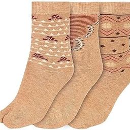 Warm Woolen Calf Length Thumb Socks For Women Winter Wear (Light brown, Large)-39