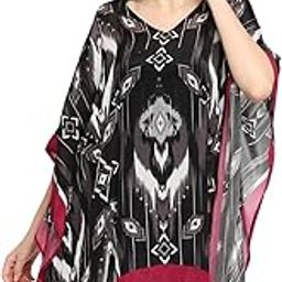 Women's || Black Printed || Polyster Fabric || Short Kaftan || Short Kaftan for Women || Kaftan Sleeves || V-Neck Kaftan-24