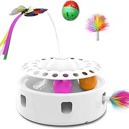 Interactive Cat Toys, 3 in 1 Intelligent Interactive Toy, Flying Butterfly, Random Motion Ambush Feather, Catnip Bell Track Balls, Cat Kicker-image-68