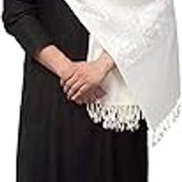 Men's Blended Wool White Stole/Muffler for Winters Kashiri Embroidery Shawl,Thick Stole for gents Small Size-picture-4