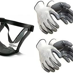 Anti-Fog Full Face Shield Upgraded, Impact & Wind Resistant Cycling Mask Adjustable Fit,Transparent Protection for Outdoor Kitchen Use, Heat Blue Light Blocking-Nitrile Coated Safety Gloves-17