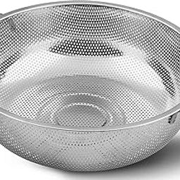 Thrivanta Fruit Vegetable Rice Washing Baskets Stainless Steel Strainer Colander Strainer Drainer (25.5 cm) with Handle Drain Basin Basket-14