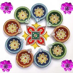 Pure Source India Terracotta Handmade Design Decorative Diya/Mitti Diya/Oil Lamp for Pooja, Diwali, Festival Decoration (Multicolour) (Set of 36) (2.5 X 2.1 X 1 INCH)-image-89