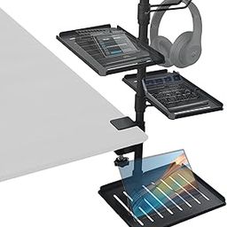 Vipeak Audio Interface Stand, Under-Desk Headset, Audio Mixer, Headphone Storage Hook, 360 Degree Adjustable, 3 Levels, Vertical Organization, Tabletop Storage, Small Storage Rack, Desk Side Storage-74