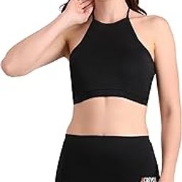 Beach Swimsuit for Women, Halter Top and Bikini Bottoms, Black | Removable Pads|-image-56