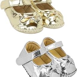 Set Of 2 Pair Baby Girls Hook & Loop Synthetic Leather Belly Sandal/Booties For 6 To 12 Months-BT1212andBT1472-image-98
