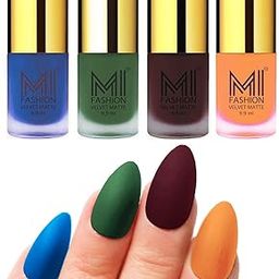 MI FASHION Velvet Matte Nail Polish Combo Pack Trendy And Stylish Colours 9.9ml Navy Blue, Green, Wine, Saffron Orange (Pack Of-4)-image-55