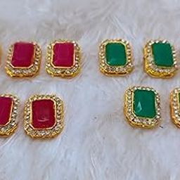 KAYPS WORLD Pack of 10 Pieces Embroidery Stones Material | Shiny Sew-on Rhinestones / Gem Stones | Sewing Crystals Stone Beads for Jewellery Making, Embroidery, DIY Craft Work, Decorative Projects, Costume Design, Sewing Purpose (Size: 6 x 8 MM ) (Green & Pink)-image-21