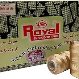 Royal Embroidery Threads - Viscose Rayon 150/2 Denier (13g Tube) Pack of 10 (Beige)-picture-18