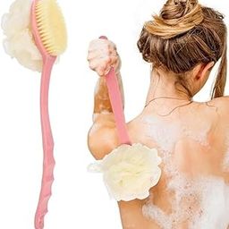 Barasti® 2 PCs Bath Body Brush with Bristles and Loofahs - Body Scrubber Shower Brushes with Long Handle Exfoliating Back -Improves Skin‘s Health and Beauty - Loofah Bath Sponge Rich Foam-image-20