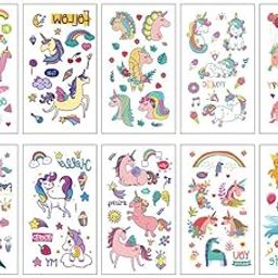 MAYCREATE® 10 Sheets Unicorn Temporary Tattoo for Kids Cartoon Favors Decorations Princess Tattoos Stickers for Children-40
