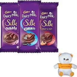 SFU E Com Cadbury Dairy Milk Silk Bubbly, Silk Oreo, Silk Fruit & nut Chocolates | Valentine Chocolates | Valentine Chocolate Combo | Valentine Special Teddy | 32-11