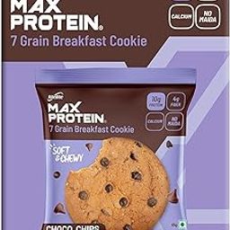 RiteBite Max Protein Choco Chips Cookies with 10g Protein, 4g Fiber | No Maida, GMO Free, No Preservatives 7 Grain Breakfast Cookies, 55g (Pack of 6)-image-79