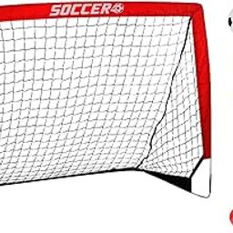 LOOM TREE Soccer Goal for Kids Easily Set up Soccer Training Net for Game Yard Backyard Red | 1 Soccer Goal 2 Soccer Balls 4 Ground Stakes 1 Inflator 3 Cones-image-50