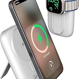 DR VAKU® 10000mAh Magnetic Wireless Power Bank for iPhone 16/15/14/13/12 Series, iWatch & Airpods 20w PD 15w Wireless Charging (Input & Output) Lithium Polymer Battery- White-image-74