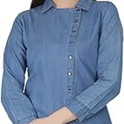 saakaa Women's Denim Blue Casual Shirt-picture-10