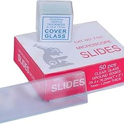 MARTIFY HUB Microscope Glass Slides and Cover Slips Set – 50 Slides & 100 Cover Slips – Precleaned 1"x3" Slides & 22x22mm Covers for Lab, Medical, School & Biology Use-8