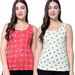 Women's Super Combed Cotton Rib Fabric Slim Fit Tank Top-Pack of 2-image-89
