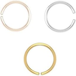 Peenzone 92.5-925 Sterling Silver Gold Rose Gold Nose Ring (Bali) Combo Set for Women Girls-picture-56