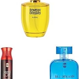 Ajmal Bombay Dreams EDP Perfume for Women & Ajmal Sacred Love Perfume Deodorant 200ml Body Spray Gift For Women & Ajmal Blu Dreams EDP Fougere Perfume for Men, 100 ml-33