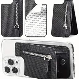 Rugmi Multifunction Phone Wallet Card Holder | Leather Wallet Phone Card Case | Self Adhesive Sticky Kickstand Purse | Money/Card/Cash Organizer with Zipper Pocket Multicolor-image-74