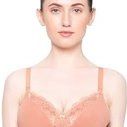 triumph Modern Lace Cotton Padded Non-Wired Seamless Bra Rust-picture-0