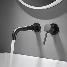 B Backline Brass Wall Mount Single Lever Basin Mixer Tap with Hot & Cold Water | tap for Basin | Bathroom Basin Faucet | Tap for Bathroom & Livingroom (Black Matt)-image-4