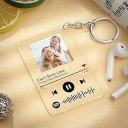 Customised Spotify Keychain With Spotify Song Code And Your Image(1.5x2.5 Inch) - Alloy Steel, Brown-0