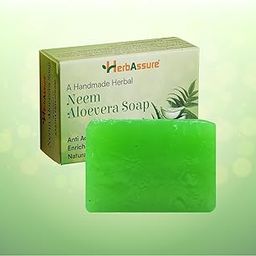 HerbAssure Handmade Neem and Aloe Vera Soap, Natural Herbal Bath Soap, 100g, Pack of 4-image-12