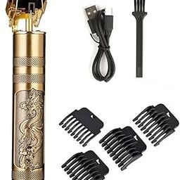 ZAUKY Professional Vintage Gold Dragon Design Hair Trimmer, USB Rechargeable, Plastic Cutter Head with 4 Guide Combs-25