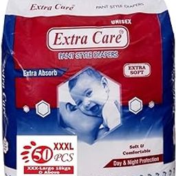 Extra Care EXTRA ABSORB S Pant Style Diapers , Infant, 50PCS (XXXL)-image-5