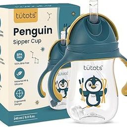 tutots Premium Penguin Baby Straw Sipper Bottle | Anti Spill Sippy Cup with Soft Silicone Straw BPA Free & Non-Toxic for Baby or Kids of 12 Months -(240 ml Purple)-image-83