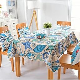 UJEAVETTE Sea Style Tablecloth Table Cover Home Wedding Party Decor 100 * 140cm Compass-image-33