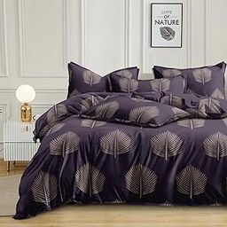 Ab Home Decor 350TC Microfiber Cotton Feel AC Comforter Set King Size double Bed with Elastic Fitted Bedsheet 72x78x8 Inch All Around Elastic II 4 pc Elastic fitted Bedding Comforter Set- Purple Patta-picture-22