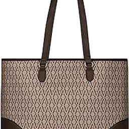 London Women's Brown Zoya Monogram Tote Bag for Women | Fits Upto 13.5" Laptop | Tote Bags for Women For Office Use, Work | Ladies Stylish Shoulder Bag | Work Bag for Woman-picture-50
