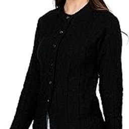 Lady Willington Women Woolen Round Neck Self Design Cardigan Heavy Rainbow Fabric Cardigan Winter Wear Pure Wool Cardigan for Women Free Size Long Cotty Warm Cardigan Free Sizes-image-101