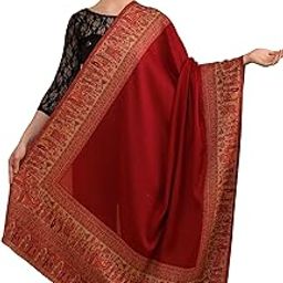 Womens Faux Pashmina Shawl, Dolli Palla Design, Maroon-image-47