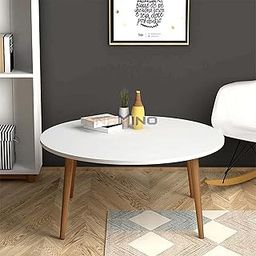 Anamino Shoppee 4 Leg Round Coffee Table Modern Home Decor Center Table End Table for Living Room, Bedroom & Home Office etc (Engineered Wood) (White-)-image-14
