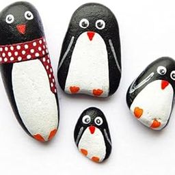 RM 4 Penguin Pebbles Art Piece Rocks Painting – Smooth Crafts Paint Stones – Flat Signing Surface – Kindness Decorative Pebbles – Penguin Painted Stone | Bring Smile on Loved One Face-image-76