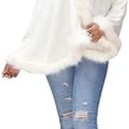 Manra Women's Faux Fur Shawl Winter Wrap Stole Shrug Cape (SC 75)-image-18