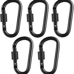 Sunkizzrs® Aluminium Carabiner (Pack of 5) Snap Hook Ring Clip - Hooks Keychain - Hook Keyring - Key Hooks for Keychain with Screw Locking (Black)-image-57