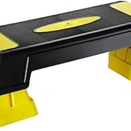 Dolphy 29" Aerobic Stepper for Exercise Step Up Exercise Platform with Removable Raisers Adjust 5"-7"-9",Workout Stepper (Black & Yellow)-29