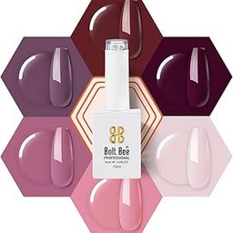 BOLT BEE Gel Nail Polish Kit Set Of 6 Colors Winter Fall Brown Purple Burgundy Red Peach Pink Soak Off LED (49+60+134+99+10+02)) 0.2 Ml, glossy finish-5